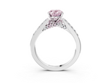 White gold Fancy Pink Oval  Solitaire Diamond Ring with Pavé Band and Four-Prong Setting_116