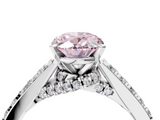 White gold Fancy Pink Oval  Solitaire Diamond Ring with Pavé Band and Four-Prong Setting_117