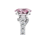 White gold Fancy Pink Oval  Solitaire Diamond Ring with Pavé Band and Four-Prong Setting_118