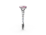 White gold Fancy Pink Oval  Solitaire Diamond Ring with Pave Band and Four-Prong Setting_246