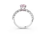 White gold Fancy Pink Oval  Solitaire Diamond Ring with Pave Band and Four-Prong Setting_247