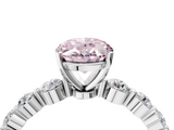 White gold Fancy Pink Oval  Solitaire Diamond Ring with Pave Band and Four-Prong Setting_247
