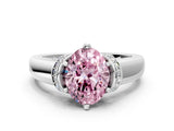 White gold Fancy Pink Oval  Solitaire Diamond Ring with Pave Band and Six-Prong Setting_32