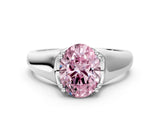 White gold Fancy Pink Oval  Solitaire Diamond Ring with Six-Prong Cathedral Setting_32