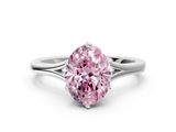 White gold Fancy Pink Oval  Solitaire Diamond Ring with Six-Prong Setting and Tapered Band_17