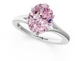 White gold Fancy Pink Oval  Solitaire Diamond Ring with Six-Prong Setting and Tapered Band_18