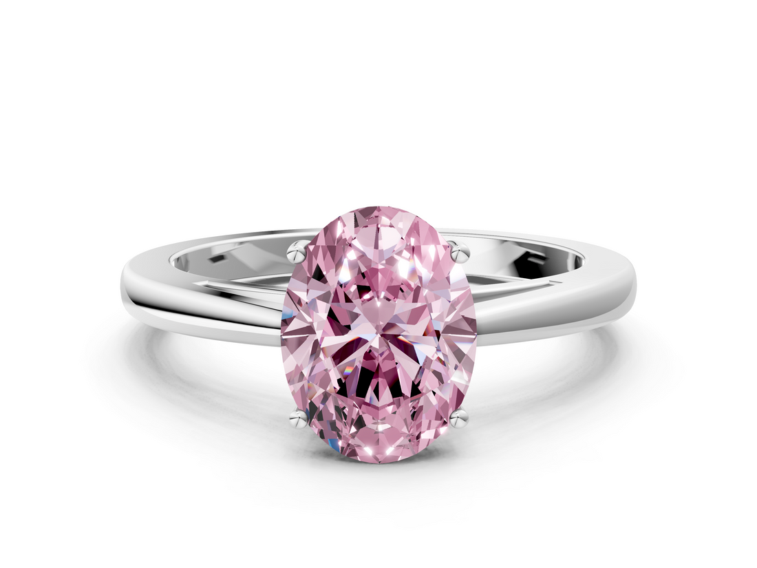 White gold Fancy Pink Oval  Solitaire Diamond Ring with Split Shank and Four-Prong Setting_21