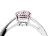 White gold Fancy Pink Oval  Solitaire Diamond Ring with Split Shank and Four-Prong Setting_24