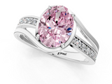 White gold Fancy Pink Oval  Solitaire Diamond Ring with Split Shank and Prong Setting_42