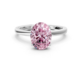 White gold Fancy Pink Oval  Solitaire Diamond Ring with Thin Band and Four-Prong Setting_3