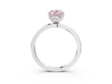 White gold Fancy Pink Oval  Solitaire Diamond Ring with Thin Band and Four-Prong Setting_6