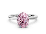 White gold Fancy Pink Oval  Solitaire Diamond Ring with Thin Band and Four-Prong Setting_60