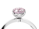 White gold Fancy Pink Oval  Solitaire Diamond Ring with Thin Band and Four-Prong Setting_7