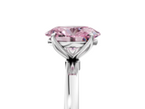 White gold Fancy Pink Oval  Solitaire Diamond Ring with Thin Band and Four-Prong Setting_8