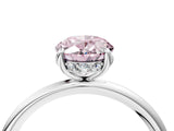 White gold Fancy Pink Oval  Solitaire Diamond Ring with a Classic Band and Four-Prong Setting 5
