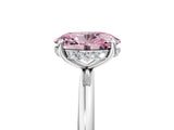 White gold Fancy Pink Oval  Solitaire Diamond Ring with a Classic Band and Four-Prong Setting
