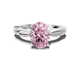 White gold Fancy Pink Oval  Solitaire Diamond Twisted Band with Four-Prong Setting_59