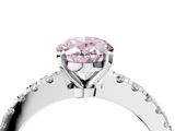 White gold Fancy Pink Oval  Solitaire Diamond with Pavé Band and Four-Prong Setting_54