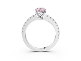 White gold Fancy Pink Oval  Solitaire Diamond with Pavé Band and Four-Prong Setting_54