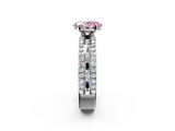 White gold Fancy Pink Oval  Solitaire Diamond with Pave and Channel Set Band_64