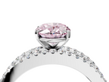 White gold Fancy Pink Oval  Solitaire Diamond with Pave and Channel Set Band_66