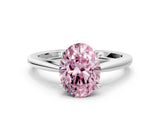 White gold Fancy Pink Oval  Solitaire Engagement Ring with Four-Prong Setting and Classic Band 1