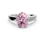 White gold Fancy Pink Oval  Solitaire Engagement Ring with Four-Prong Setting and Tapered Band_3