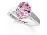 White gold Fancy Pink Oval  Solitaire Engagement Ring with Four-Prong Setting and Tapered Band_4