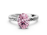 White gold Fancy Pink Oval  Solitaire Engagement Ring with Scrollwork Band and Four-Prong Setting_147