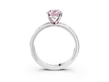 White gold Fancy Pink Oval  Solitaire Engagement Ring with Scrollwork Band and Four-Prong Setting_150