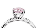 White gold Fancy Pink Oval  Solitaire Engagement Ring with Scrollwork Band and Four-Prong Setting_152