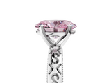 White gold Fancy Pink Oval  Solitaire Engagement Ring with Scrollwork Band and Four-Prong Setting_153