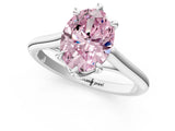 White gold Fancy Pink Oval  Solitaire Engagement Ring with Six-Prong Setting and Classic Band 1
