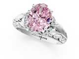 White gold Fancy Pink Oval  Solitaire Filigree Engagement Ring with Halo and Prong Setting_46
