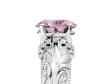 White gold Fancy Pink Oval  Solitaire Filigree Engagement Ring with Halo and Prong Setting_55