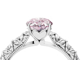 White gold Fancy Pink Oval  Solitaire Floral Milgrain Engagement Ring_23