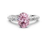 White gold Fancy Pink Oval  Solitaire Floral Milgrain Engagement Ring_31