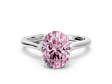 White gold Fancy Pink Oval  Solitaire Heart Prong Engagement Ring with Tapered Band_55
