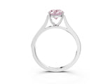 White gold Fancy Pink Oval  Solitaire Heart Prong Engagement Ring with Tapered Band_58