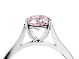 White gold Fancy Pink Oval  Solitaire Heart Prong Engagement Ring with Tapered Band_59