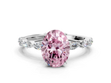 White gold Fancy Pink Oval  Solitaire Marquise Side Stone Prong Setting Ring_44