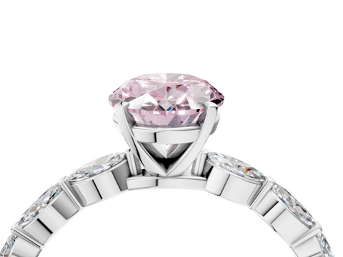 White gold Fancy Pink Oval  Solitaire Marquise Side Stone Prong Setting Ring_48