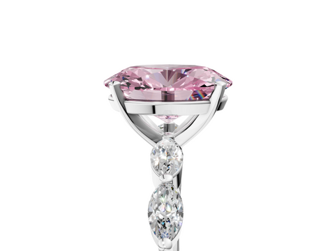 White gold Fancy Pink Oval  Solitaire Marquise Side Stone Prong Setting Ring_49