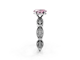White gold Fancy Pink Oval  Solitaire Milgrain Diamond Engagement Ring with Bezel and Marquise Band_168