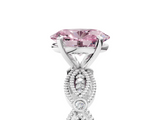 White gold Fancy Pink Oval  Solitaire Milgrain Diamond Engagement Ring with Bezel and Marquise Band_171