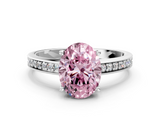 White gold Fancy Pink Oval  Solitaire Pavé Band Prong Setting Ring_20