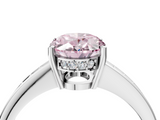 White gold Fancy Pink Oval  Solitaire Pavé Band Prong Setting Ring_24
