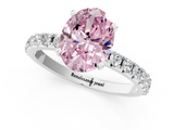 White gold Fancy Pink Oval  Solitaire Pavé Band with Four-Prong Setting_145