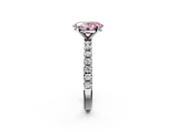 White gold Fancy Pink Oval  Solitaire Pavé Band with Four-Prong Setting_152