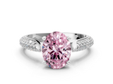 White gold Fancy Pink Oval  Solitaire Pavé Diamond Engagement Ring with Four-Prong Setting_133